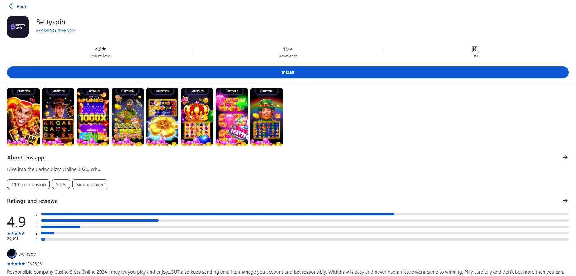 Giocare su Betty Spin Casino da smartphone app e browser mobile